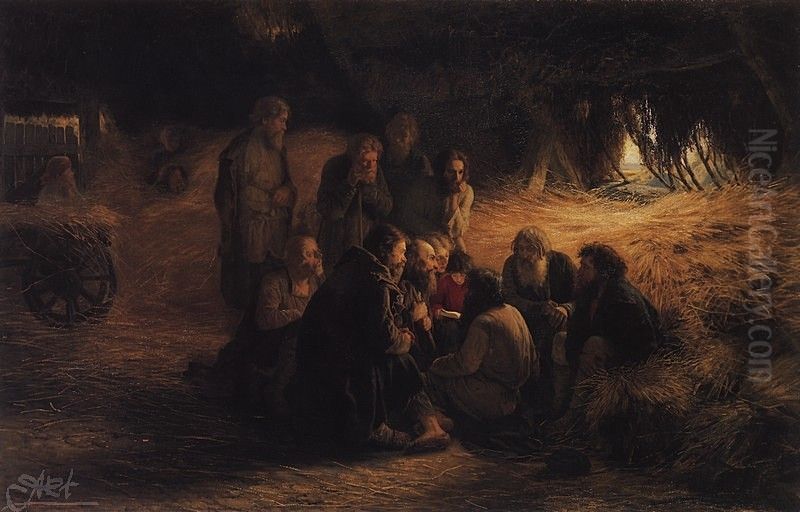 Reading of the manifesto of February 19, 1861 Oil Painting by Grigoriy Myasoyedov