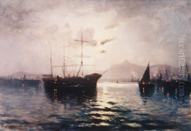 Seascape (1915) Oil Painting by Mario Navarro Da Costa