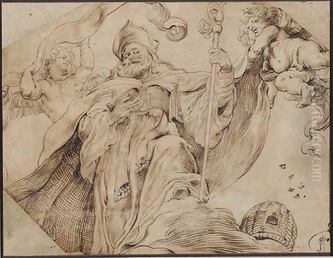 Saint Ambrose Oil Painting by (studio of) Rubens, Peter Paul