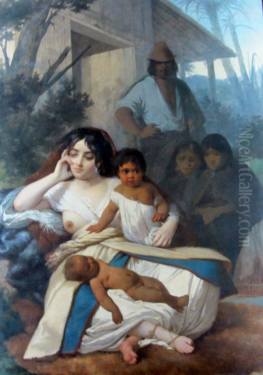 Elisa Bravo Jaramillo de Banados, mujer del cacique Oil Painting by Raymond Monvoisin