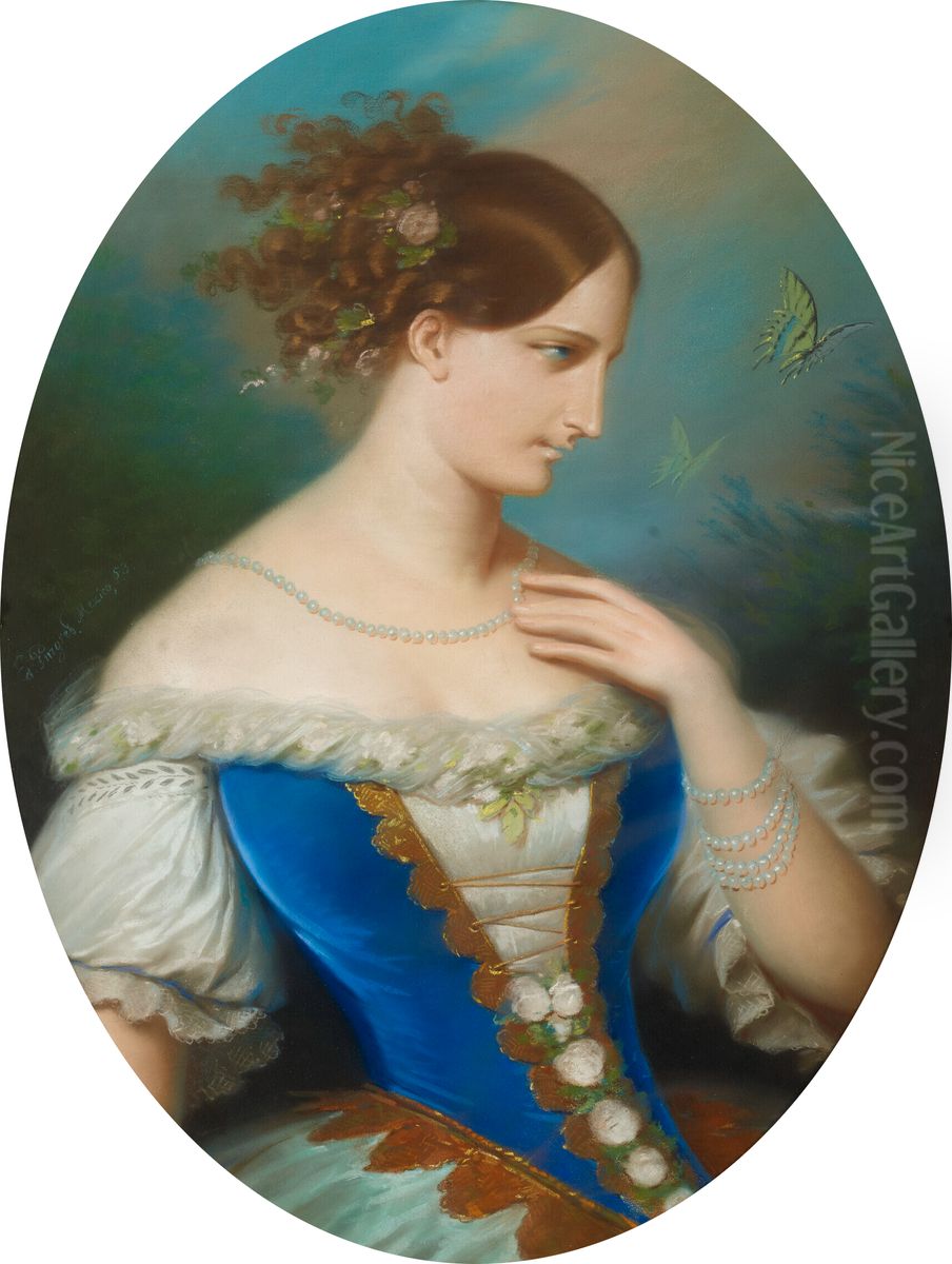 Portrait of the ballerina Adele Monplaisir Oil Painting by Edouard Pingret