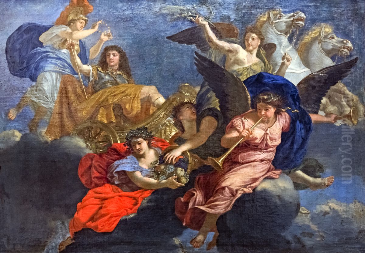 Allegory to the glory of Louis XIVFrancais:Allegorie a la gloire de Louis XIVItaliano:Allegoria alla gloria di Luigi XIV Oil Painting by Charles Le Brun