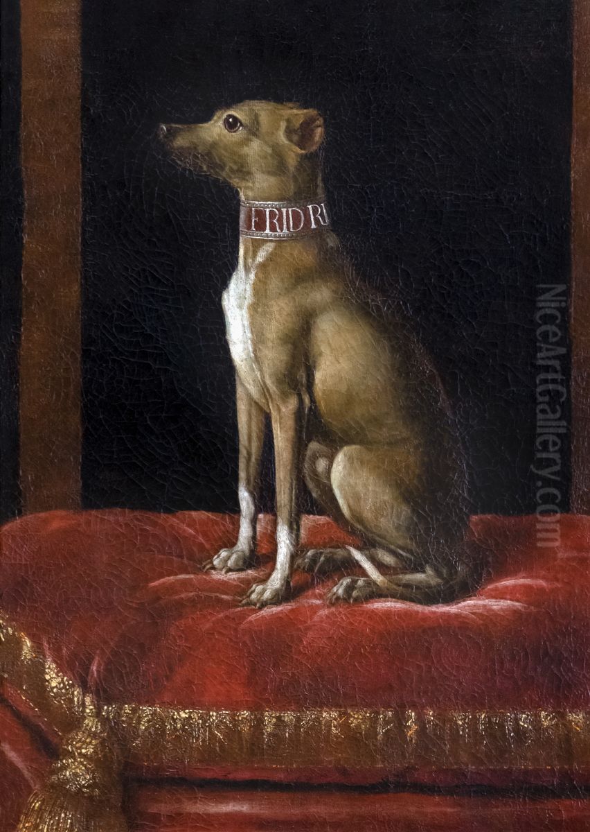 A great lord's dogFrancais:Un chien de grand seigneurouLe chien FridiItaliano:Un cane di un grande signore. Oil Painting by Jean Ranc