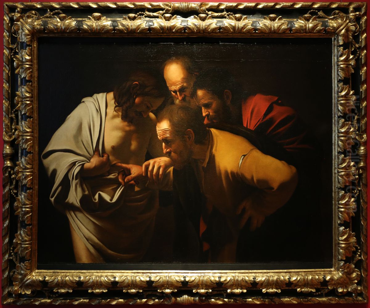 Incredulity of S Thomas Oil Painting by Caravaggio