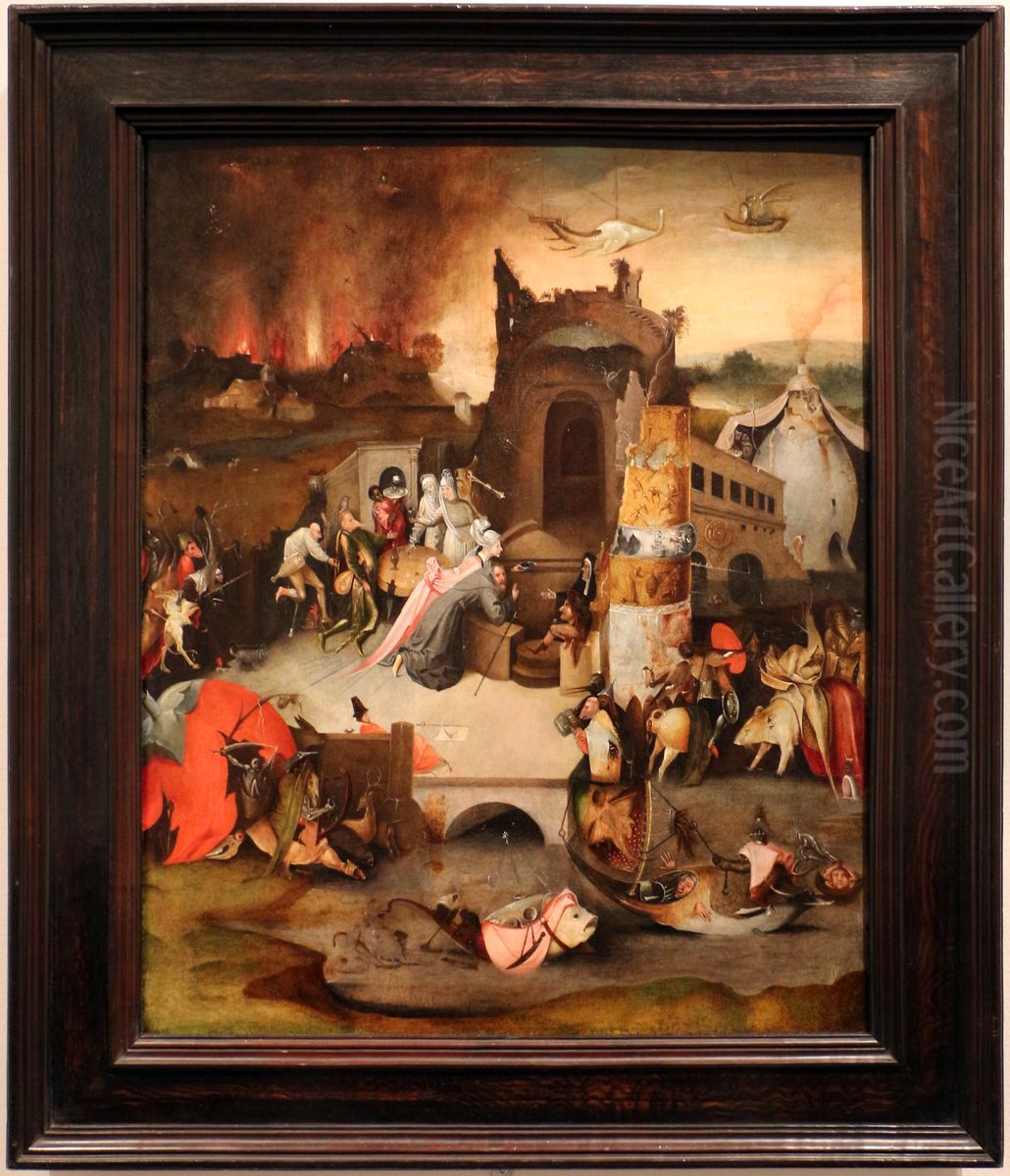 The Temptation of Saint Anthony (Indianapolis) Oil Painting by Hieronymous Bosch