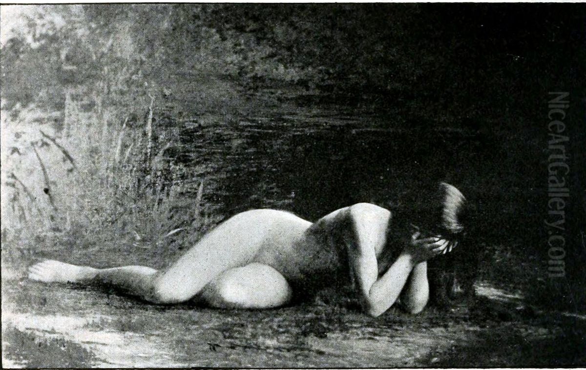 Nymphe qui pleure Oil Painting by Leon Auguste Cesar Hodebert