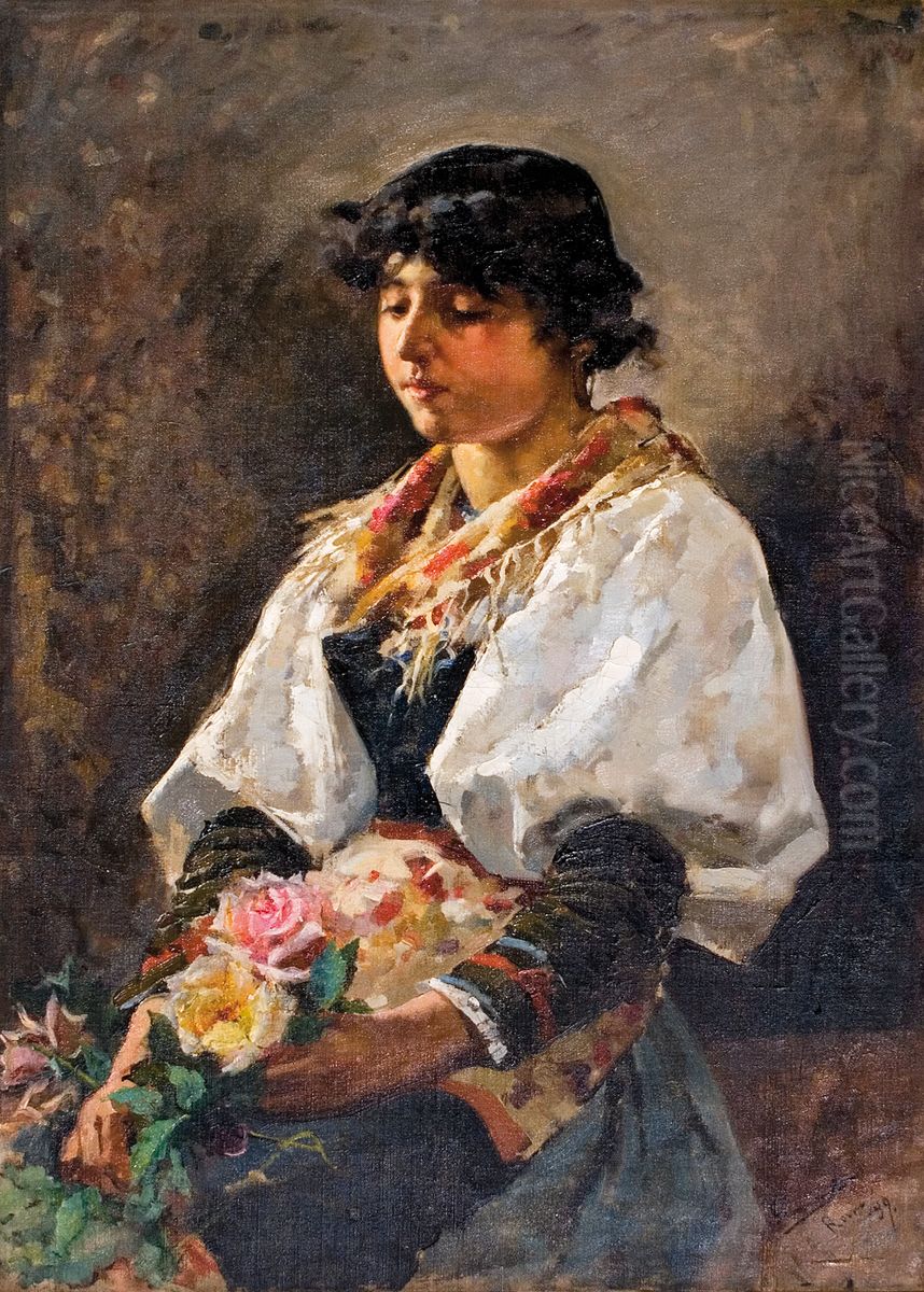 Woman from Ciociaria Oil Painting by Enrique Simonet