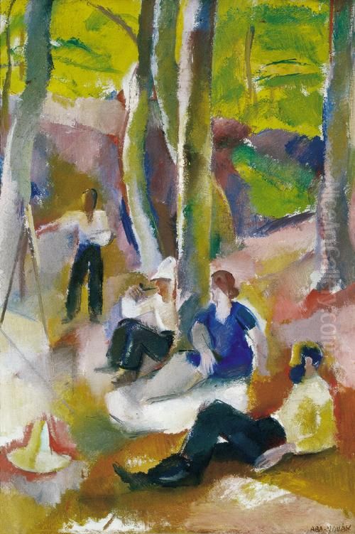 Artist Company in Igal Oil Painting by Vilmos Aba-Novak