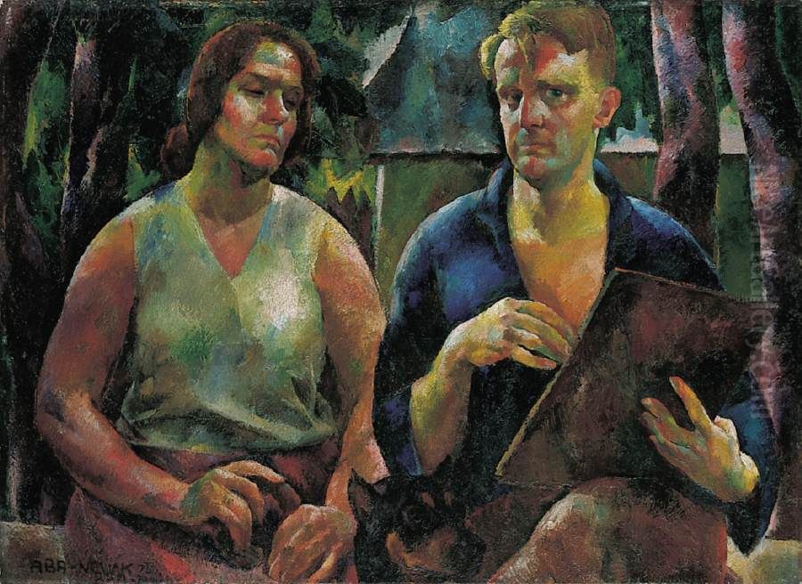 Double Portrait (The Artist and his Wife) Oil Painting by Vilmos Aba-Novak