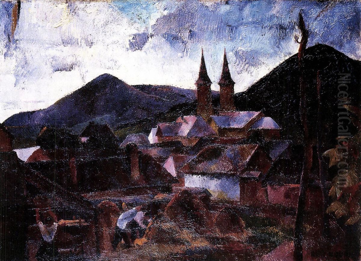 Felsobanya Oil Painting by Vilmos Aba-Novak