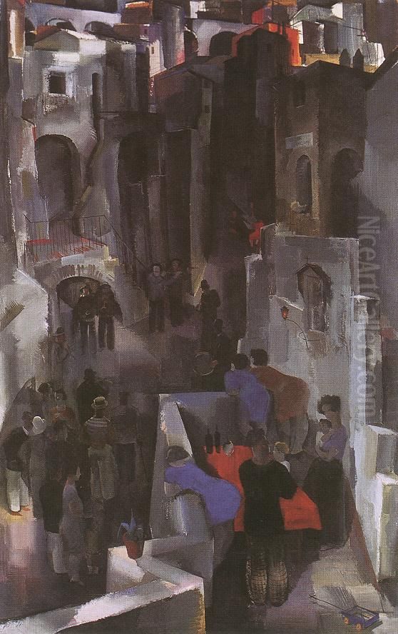 Concert in the Square Oil Painting by Vilmos Aba-Novak