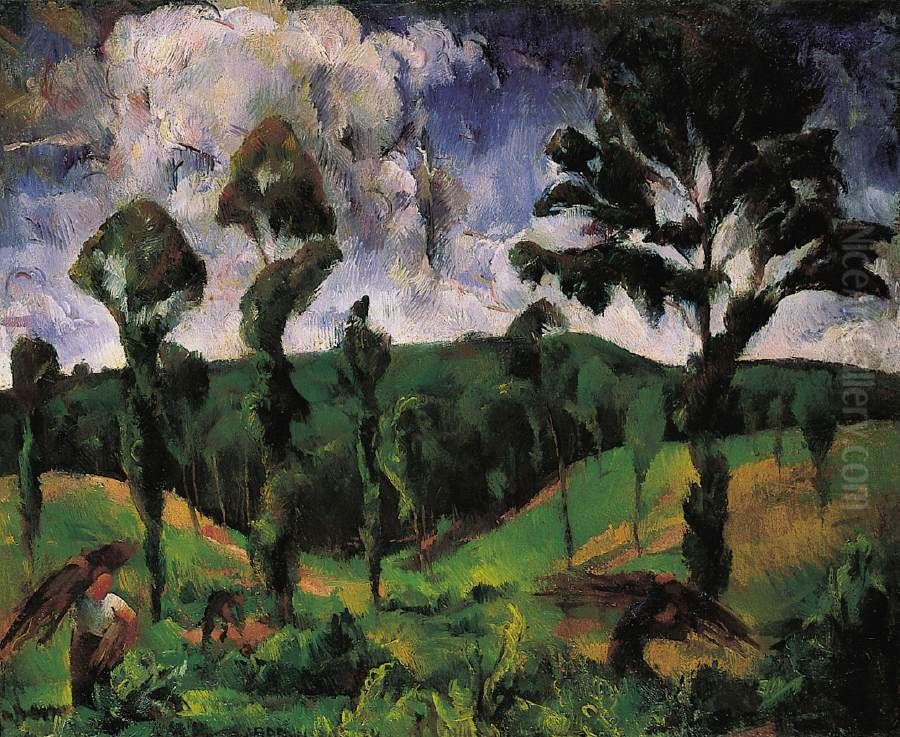 Fetching Wood Oil Painting by Vilmos Aba-Novak