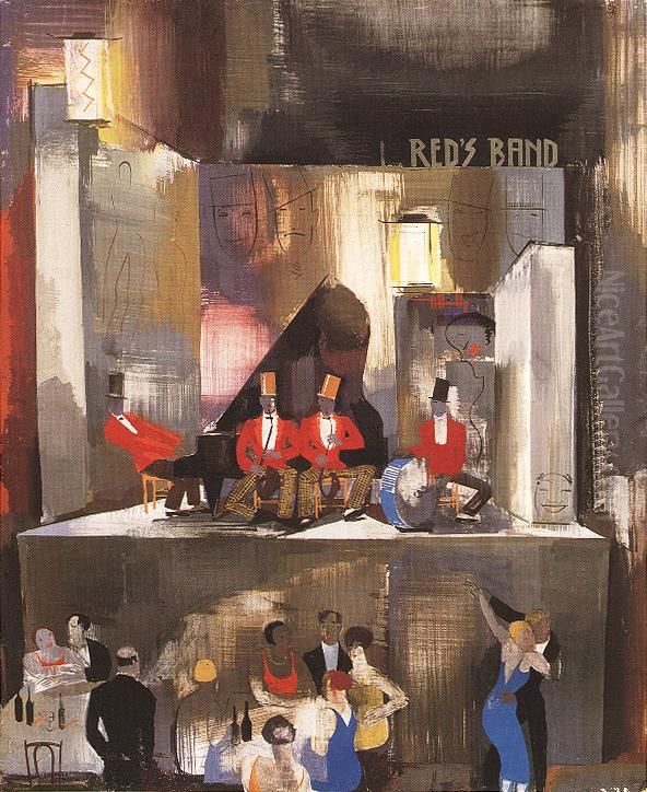 Red's Band Oil Painting by Vilmos Aba-Novak