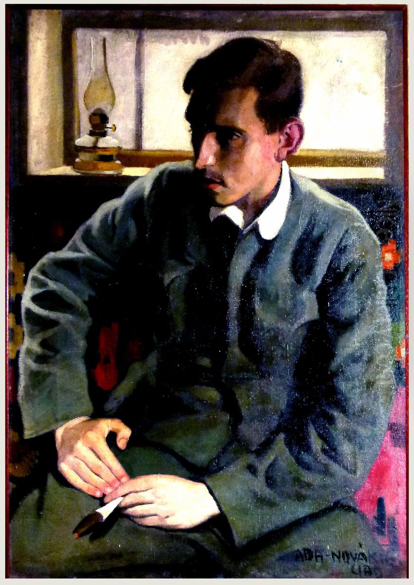 Ferfi kepmas Oil Painting by Vilmos Aba-Novak