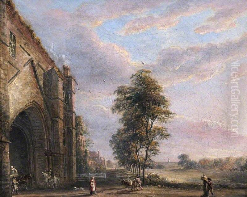 Abbey gateway Reading Oil Painting by Paul Sandby