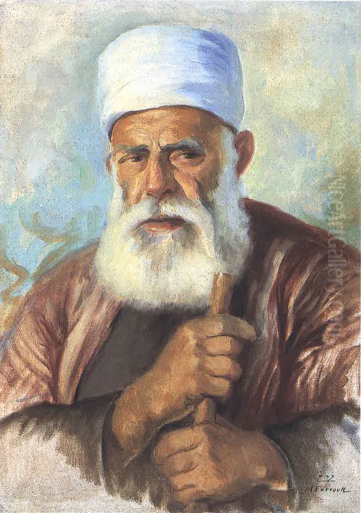 Cheikh Druze. Oil Painting by Moustafa Farroukh