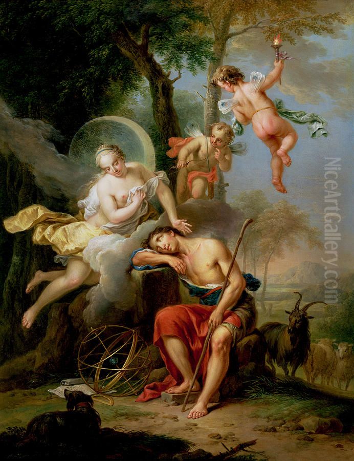 Diana   and  Endymion Oil Painting by Frans Christoph Janneck