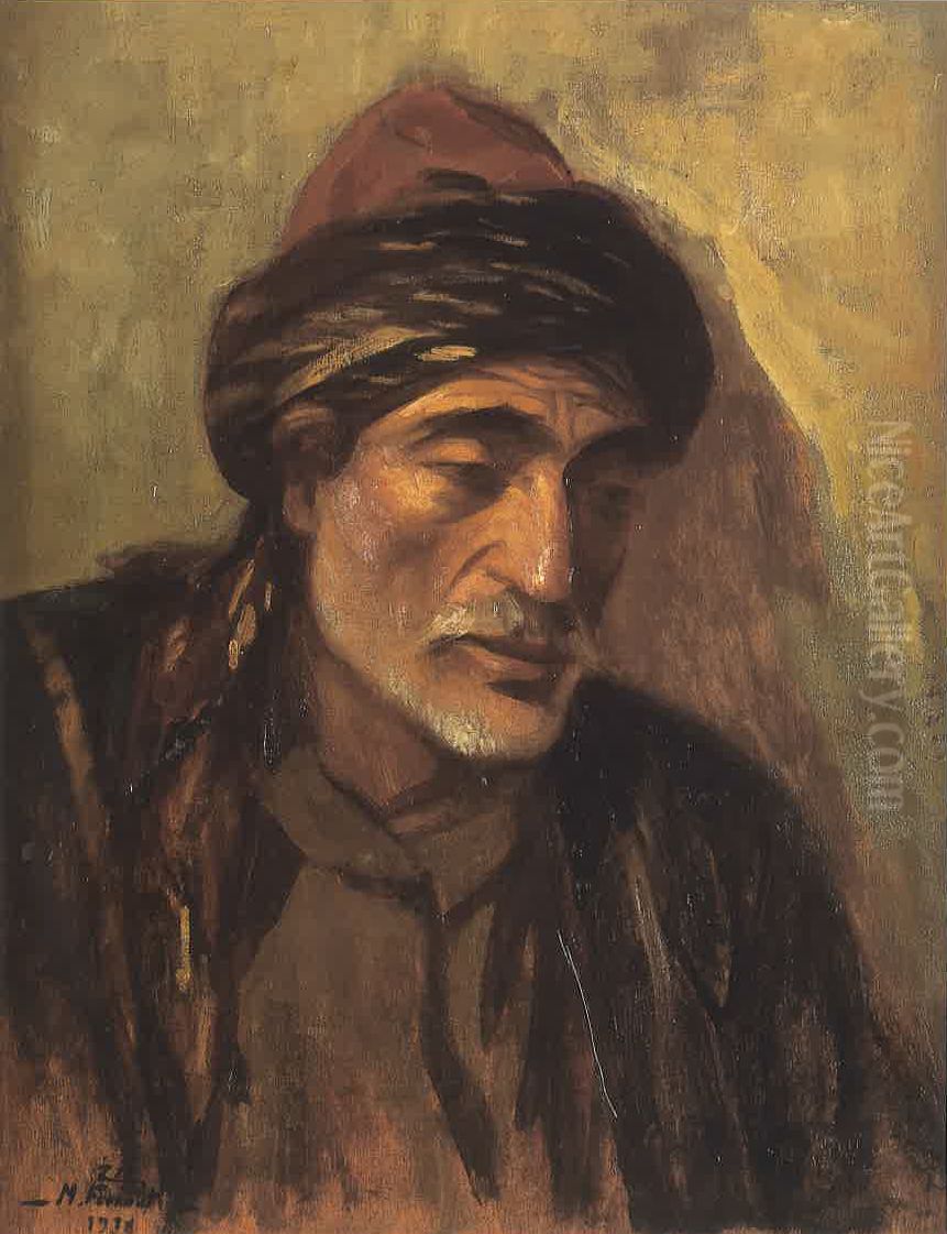 Portrait D'un Villageois Libanais. Oil Painting by Moustafa Farroukh