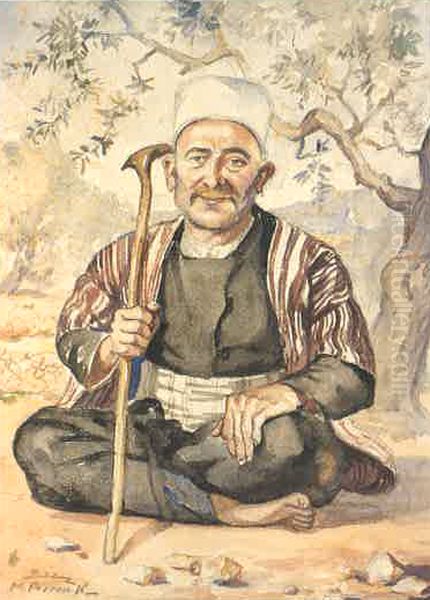 A Druze from the Chouf. Oil Painting by Moustafa Farroukh