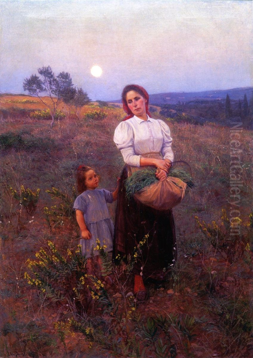 On the Way Home in the Evening Light Oil Painting by Elin Danielson-Gambogi