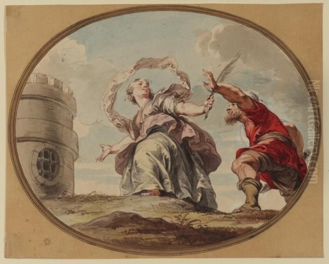 Flight of Saint Barbara Oil Painting by (studio of) Rubens, Peter Paul