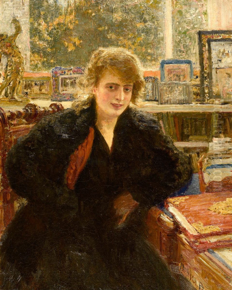 Portrait of Mrs. Rivoire Oil Painting by Repin Iliya