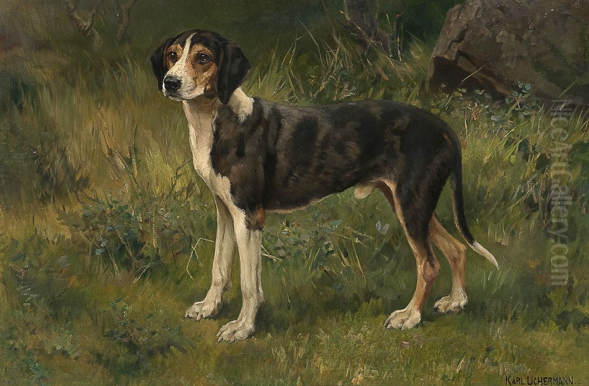 Hound Oil Painting by Karl Uchermann