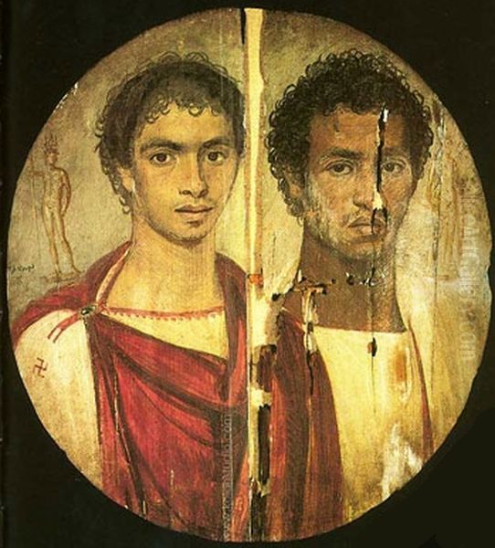 Fayum portrait of two brothers Oil Painting by unknown