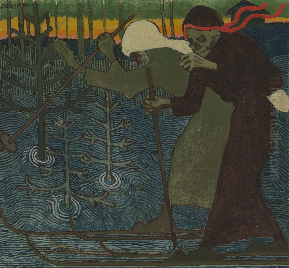 Tauti ja kuolema Oil Painting by Joseph Alanen