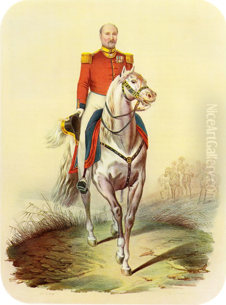 Commanding Colonel of the 2nd Swiss Regiment in the service of the Kingdom of Naples, app. 1850. Oil Painting by unknown