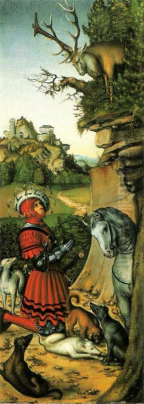 The vision of Saint Eustace Oil Painting by Lucas Cranach the Elder