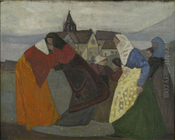 Encounter Oil Painting by Adolf Holzel