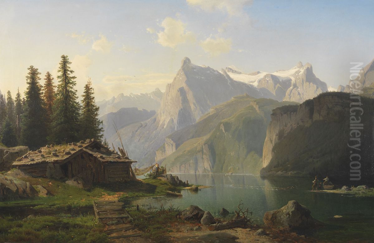 On Lake Lucerne Oil Painting by Johannes Bartholomaus Duntze