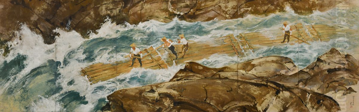 Rafting Oil Painting by Kawabata Ryushi