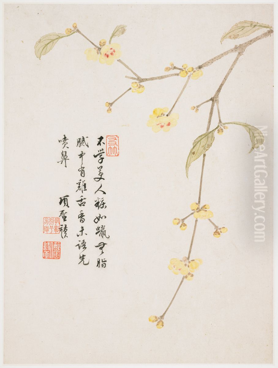 Wintersweet Blossom from a Flower Album of Ten Leaves Oil Painting by Xiang Shengmo