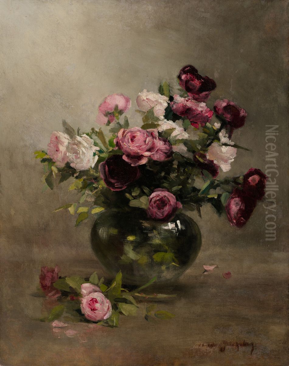 Vase of Roses Oil Painting by Eva Gonzales