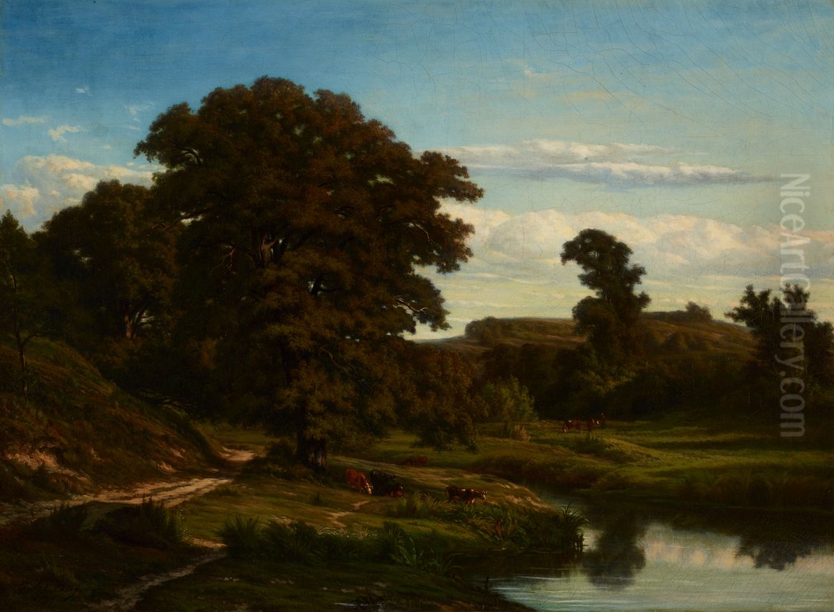 The Pond Oil Painting by Jules Dupre