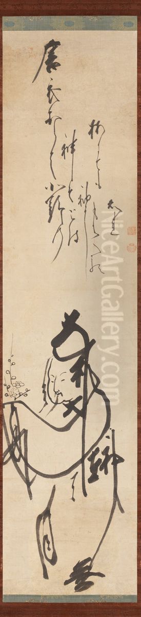 Tenjin on His Way to China Oil Painting by Hakuin Ekaku