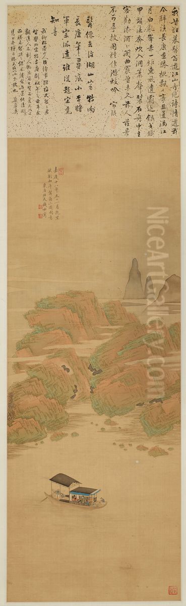 The Red Cliff Oil Painting by Qian Du