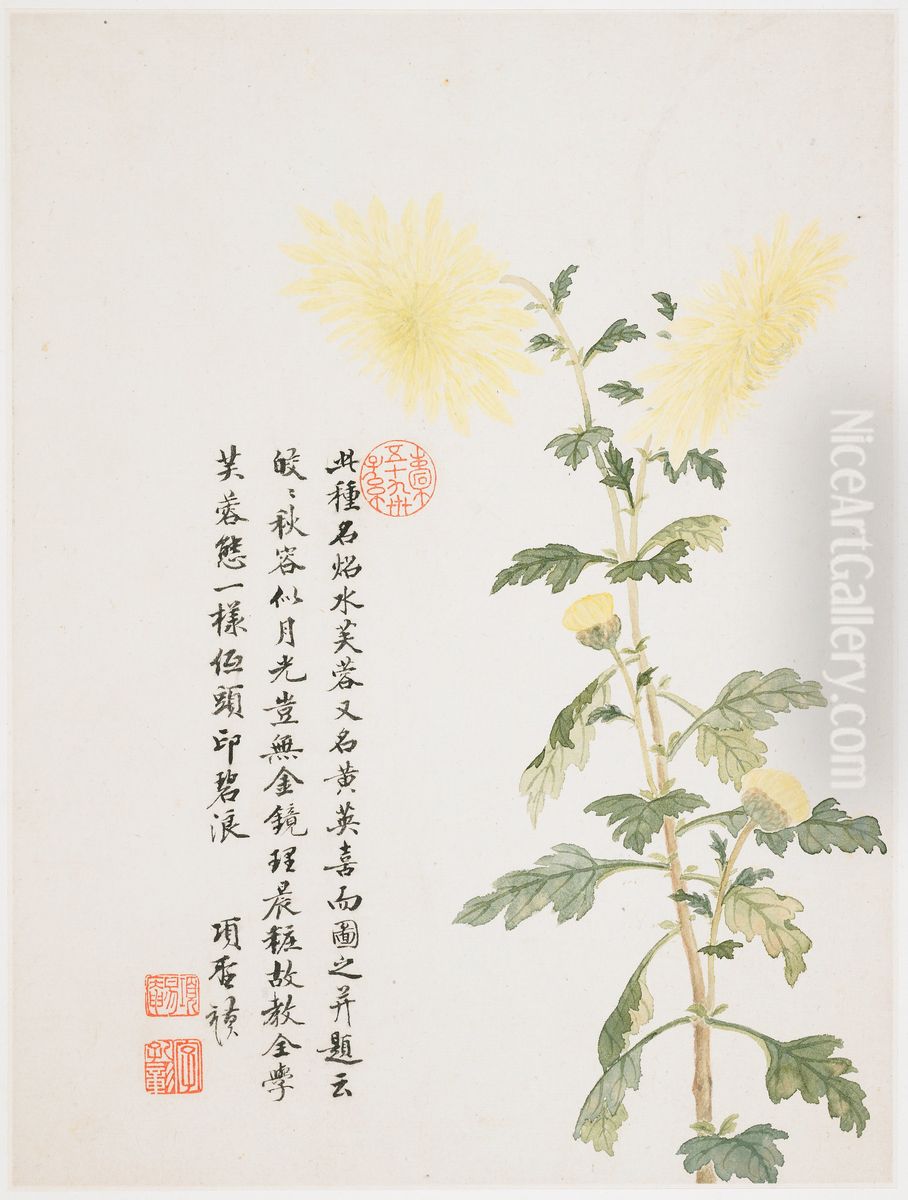 Hibiscus from a Flower Album of Ten Leaves Oil Painting by Xiang Shengmo