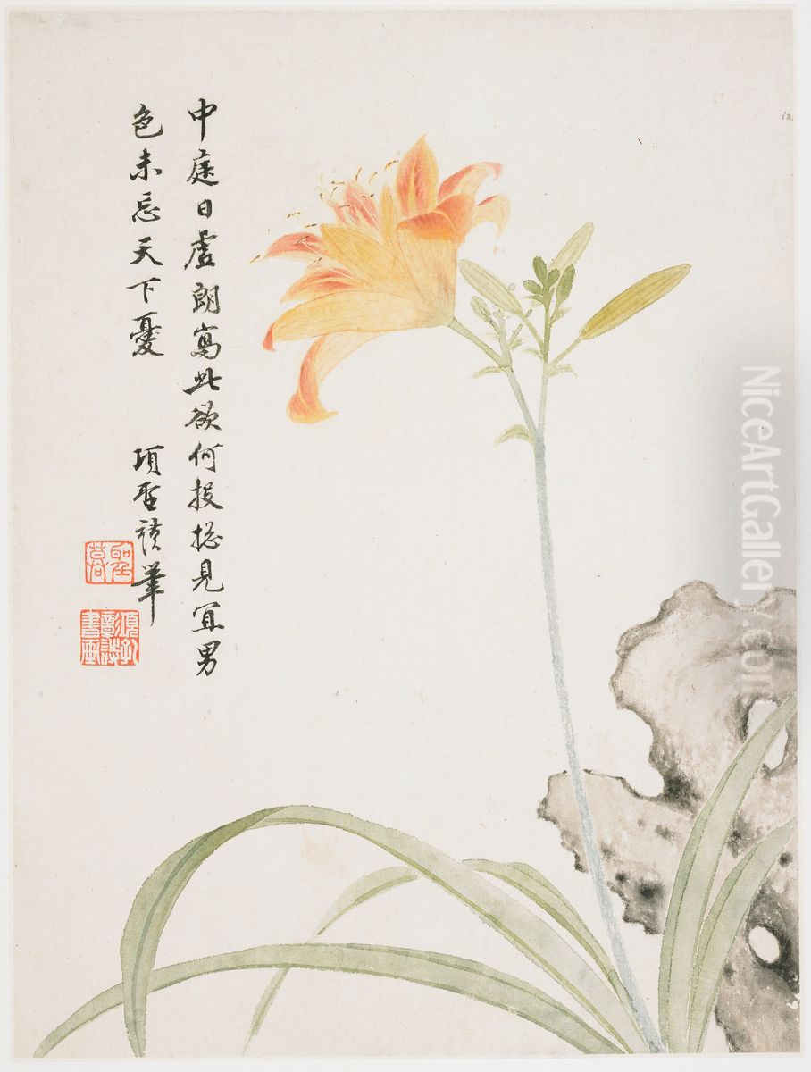 Day-Lily from a Flower Album of Ten Leaves Oil Painting by Xiang Shengmo