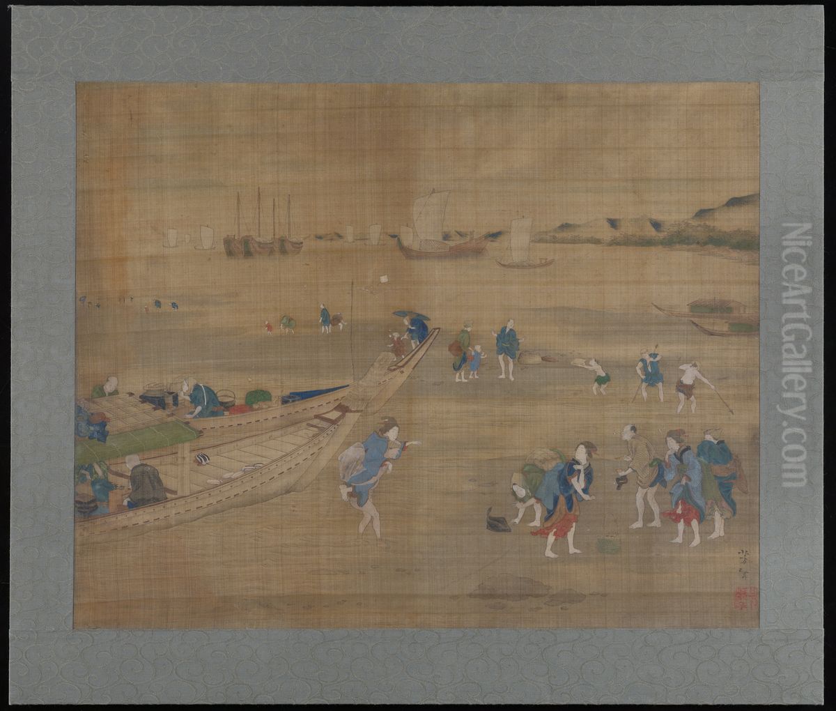 Clam Digging Oil Painting by Yoshitoshi