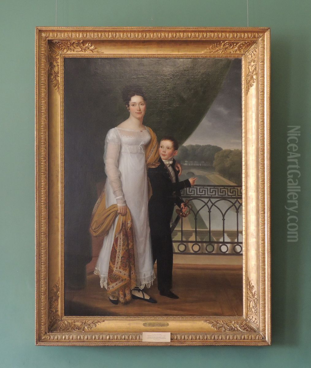 J. Fridrix with Son Oil Painting by Henri-Francois Riesener