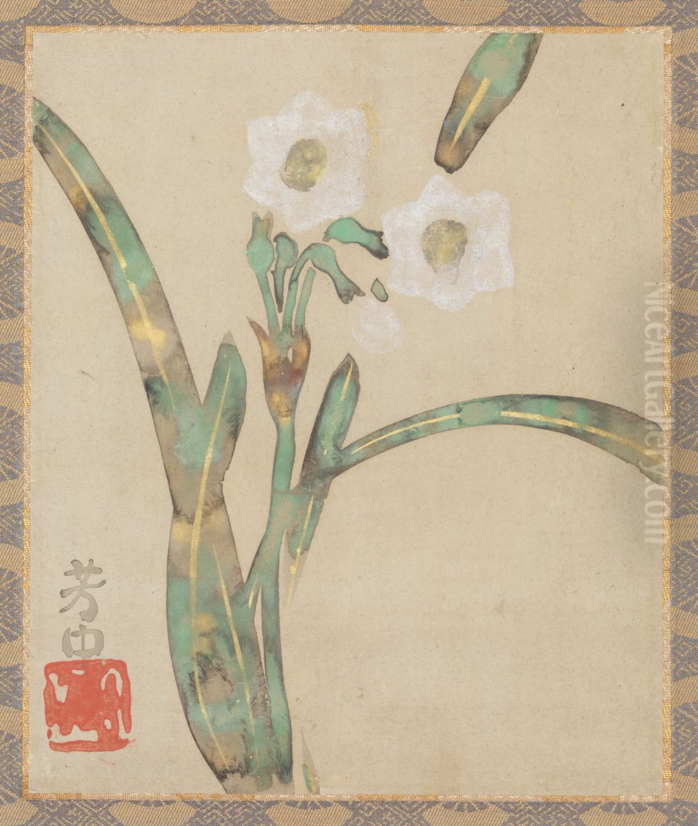 Narcissus Oil Painting by Nakamura Hochu