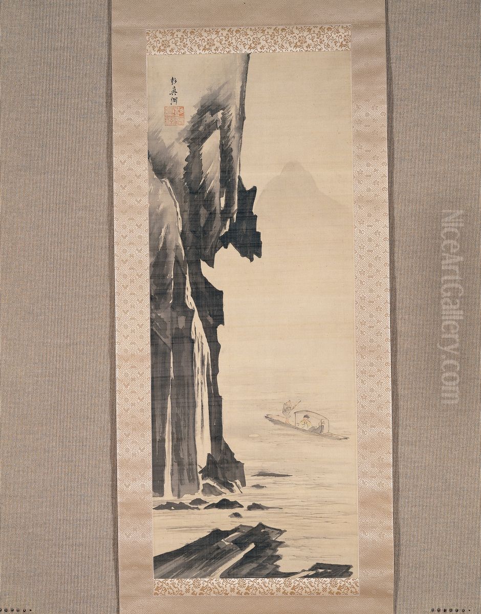 Su Shi's Second Visit to the Red Cliff Oil Painting by Hyakusen