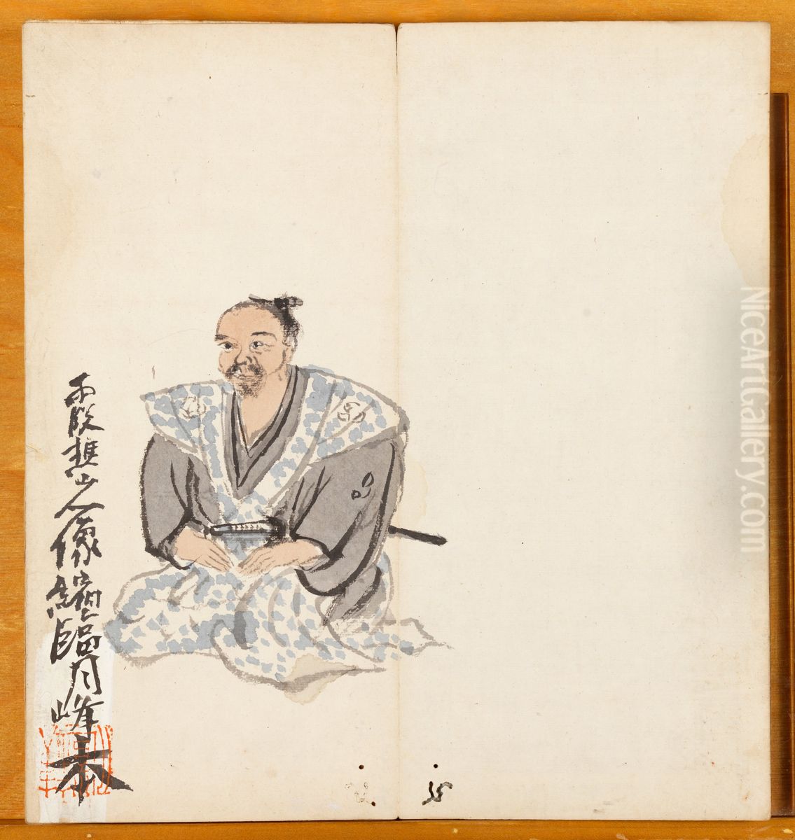 Portraits of Ike Taiga and His Calligraphies in Seal and Grass Styles Oil Painting by Tomioka Tessai