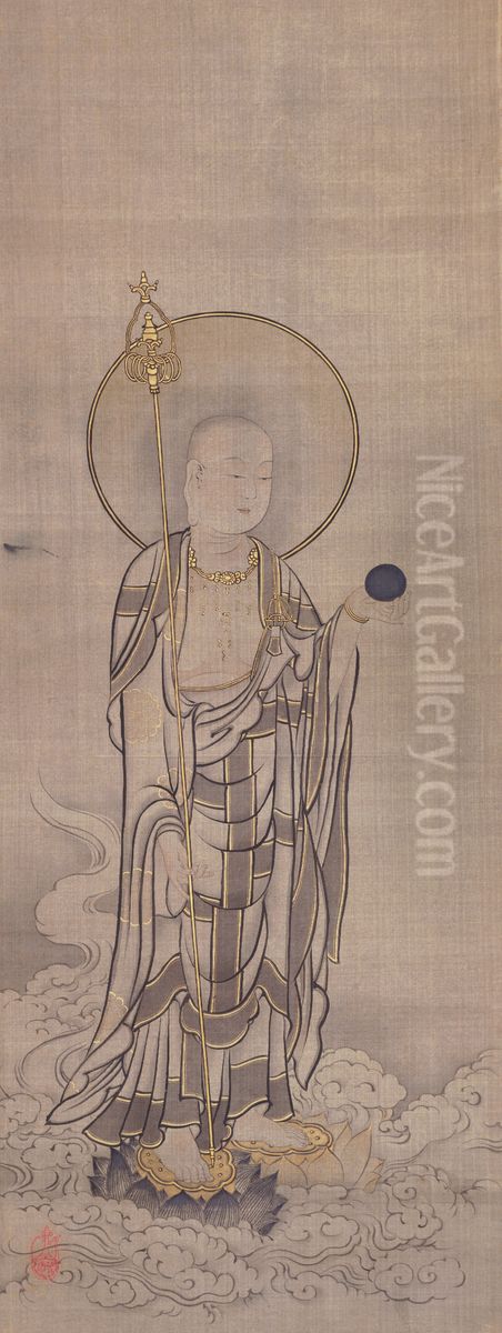 Welcoming Descent of Jizo, Bodhisattva of the Earth Matrix Oil Painting by Sakai Hoitsu