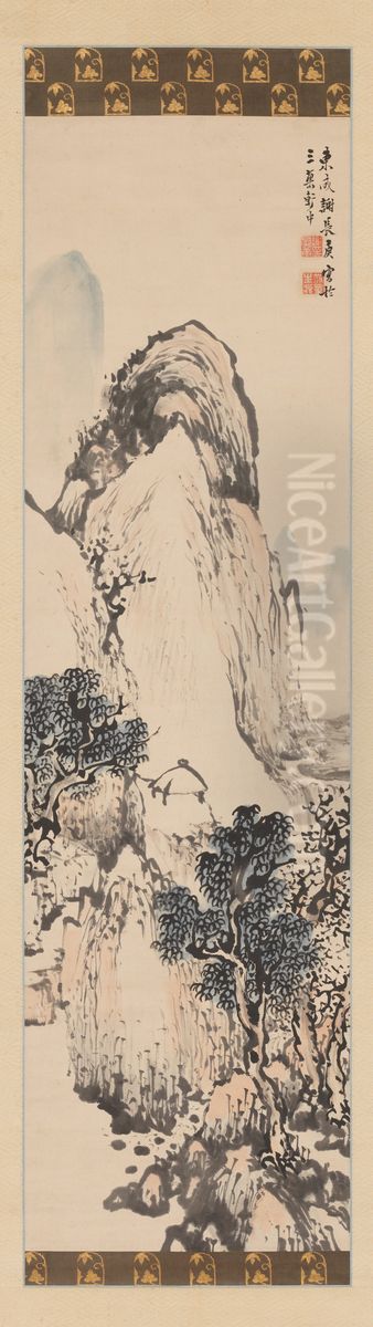 Landscape with a Solitary Hut Oil Painting by Yosa Buson