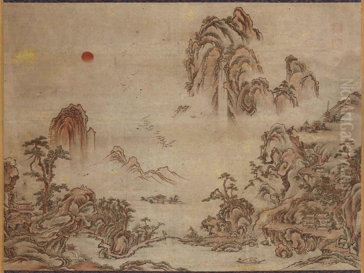 Imaginary Landscape Oil Painting by Hyakusen