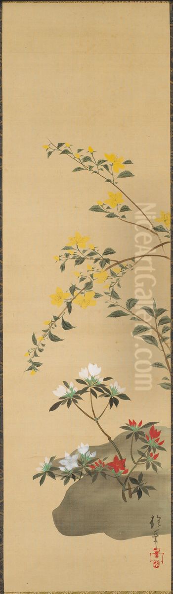 Yamabuki Oil Painting by Sakai Hoitsu